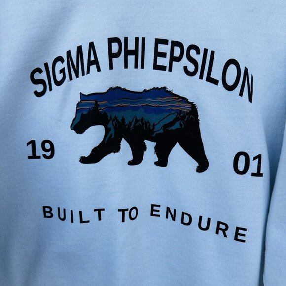 Gildan Mens L Sigma Phi Epsilon Fraternity Crewneck Sweatshirt White - Picture 2 of 5